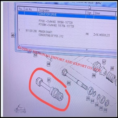 Bagian No. 911831200 PINION SHAFT Z=16 Untuk Sulzer Weaving Loom suku cadang,MRO Supplies untuk Pabrik Kain