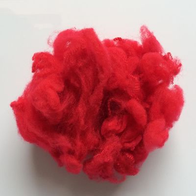 3Dx32MM Dope Dyed Red Recycled Polyester Staple Fiber Untuk Bulu Palsu Buatan
