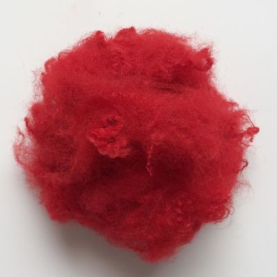 3Dx32MM Dope Dyed Red Recycled Polyester Staple Fiber Untuk Bulu Palsu Buatan