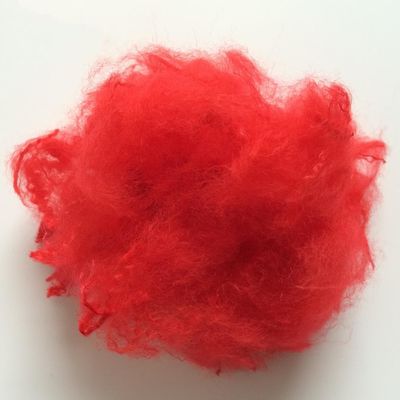 3Dx32MM Dope Dyed Red Recycled Polyester Staple Fiber Untuk Bulu Palsu Buatan