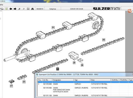 Conveyor Chain Weaving Loom Spare Parts Lebar Yang Berbeda Panjang Disesuaikan