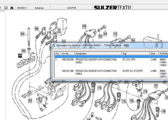 PFR Sensor Sulzer Weaving Machine Parts Sensor Proectile Dengan Menghubungkan Kabel