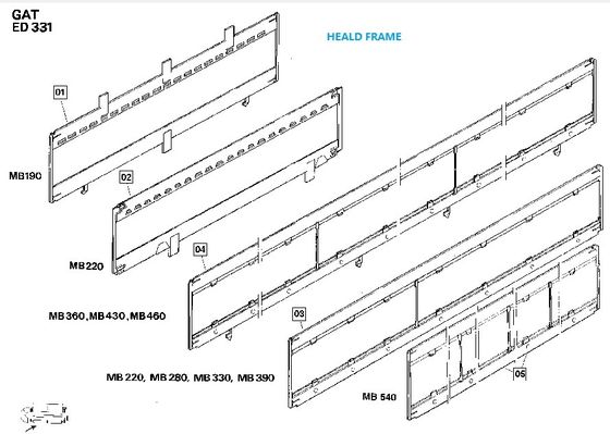 Heald Frame Mesin Tekstil Suku Cadang, Sulzer Loom Parts Aluminium Alloy